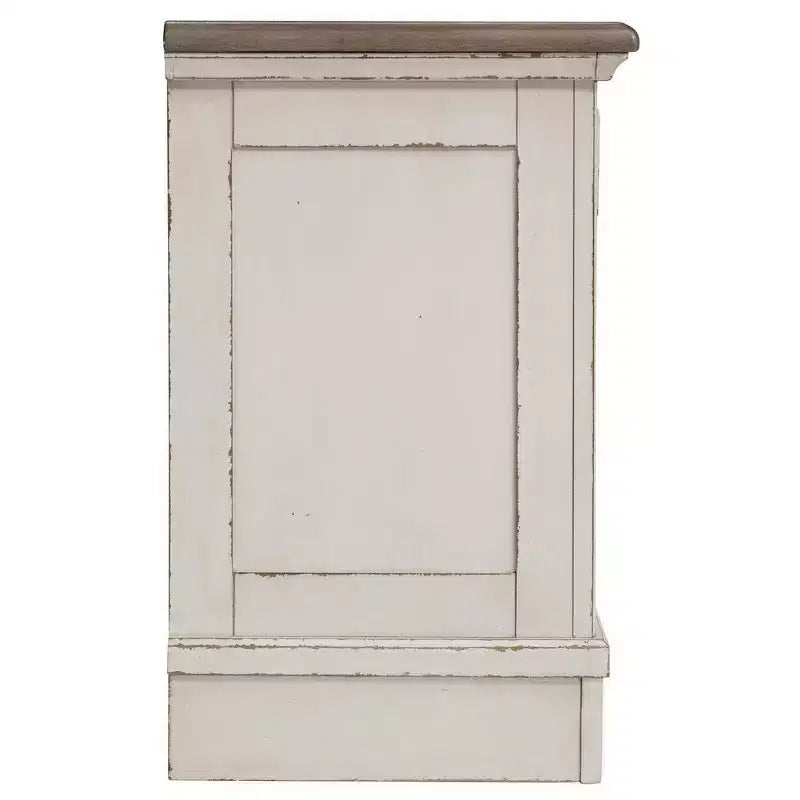 Table de chevet de 27 pouces avec 3 tiroirs et port de charge intégré, style cottage