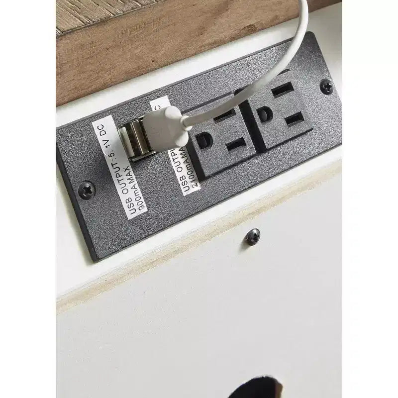 Table de chevet de 27 pouces avec 3 tiroirs et port de charge intégré, style cottage