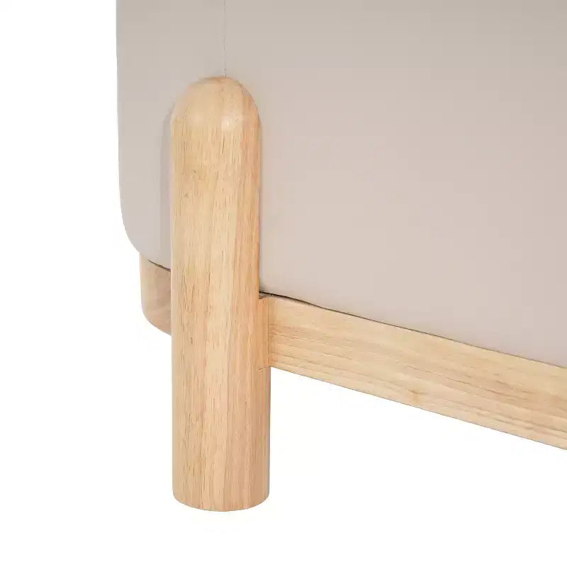 Ottoman de rangement ovale moderne en tissu Leroy avec pieds en bois massif
