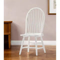 Chaise de salle à manger Windsor à dossier en bois blanc