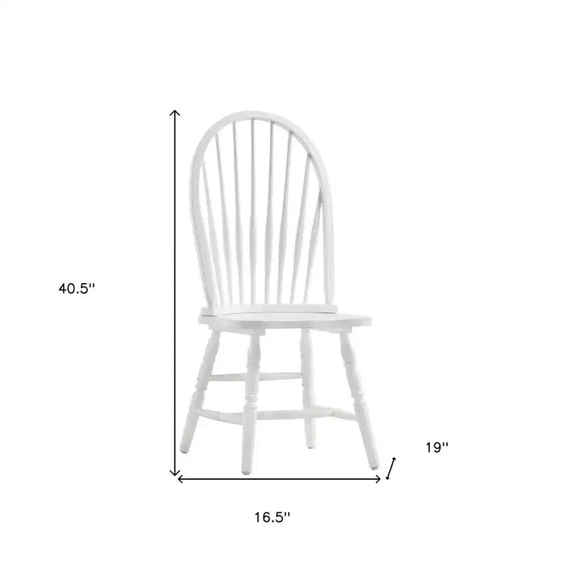 Chaise de salle à manger Windsor à dossier en bois blanc