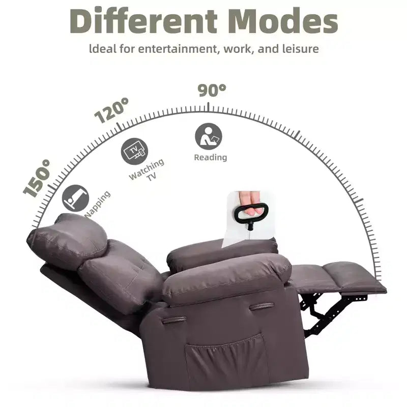 Fauteuil Inclinable Large Surdimensionné - Grand Fauteuil Inclinable Manuel en Faux Cuir PU pour Adultes, Fauteuil de Repos au Confort Exceptionnel