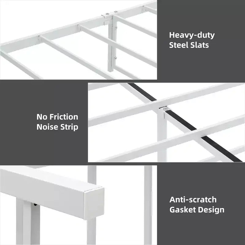 Lit à plateau triangulaire, support à lattes en acier robuste, 4 tiroirs de 0,17 m³ de rangement, design anti-rayures et silencieux