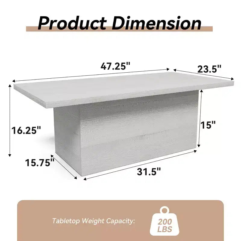 Table basse rectangulaire, table basse moderne en bois massif de 120 cm, table basse rustique de style ferme
