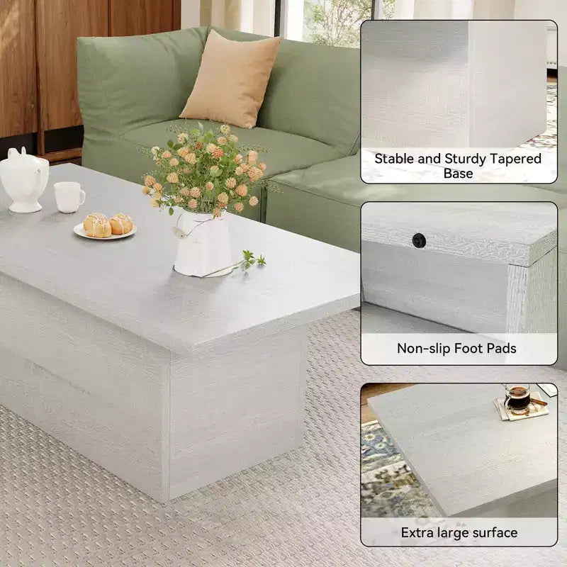 Table basse rectangulaire, table basse moderne en bois massif de 120 cm, table basse rustique de style ferme