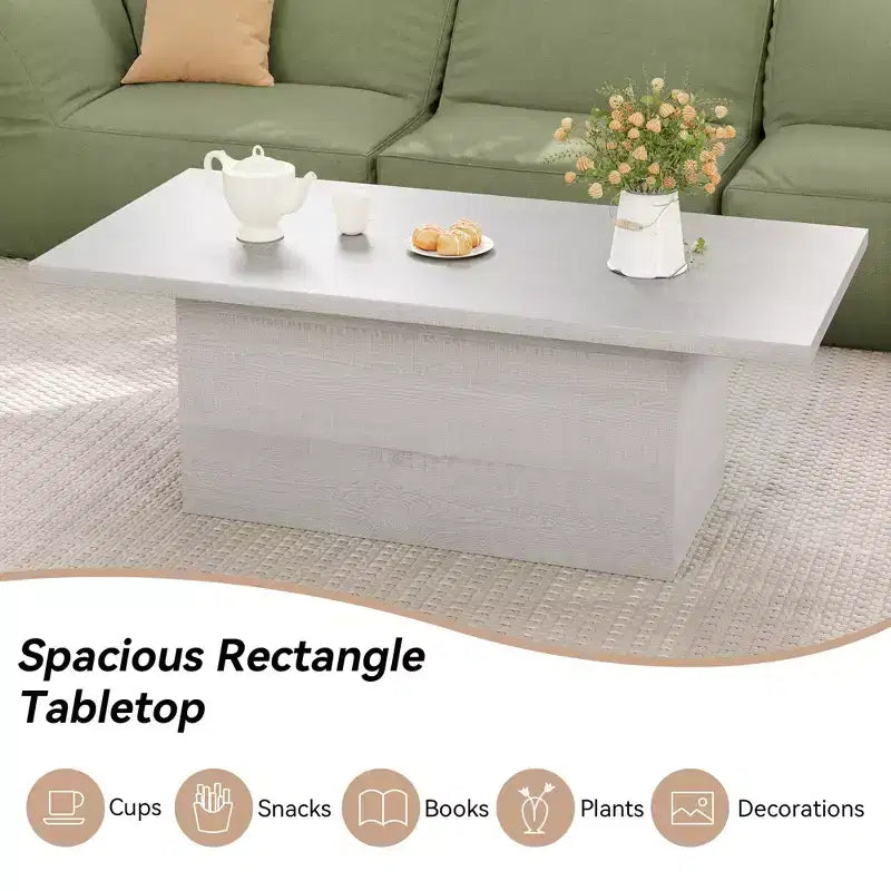 Table basse rectangulaire, table basse moderne en bois massif de 120 cm, table basse rustique de style ferme