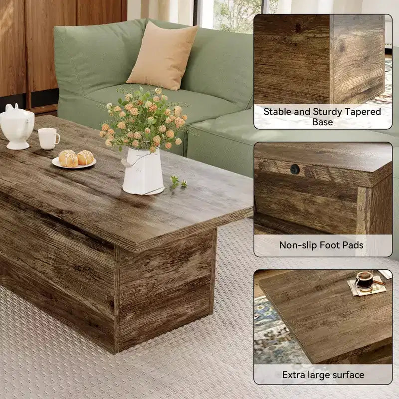Table basse rectangulaire, table basse moderne en bois massif de 120 cm, table basse rustique de style ferme