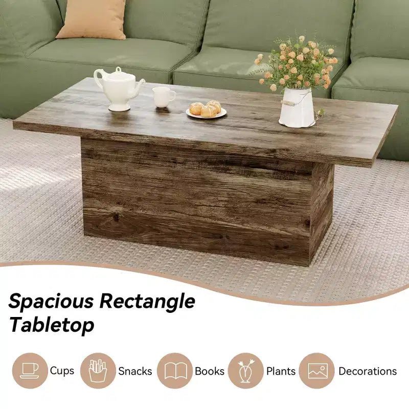 Table basse rectangulaire, table basse moderne en bois massif de 120 cm, table basse rustique de style ferme