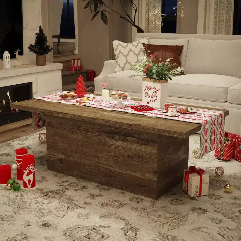 Table basse rectangulaire, table basse moderne en bois massif de 120 cm, table basse rustique de style ferme