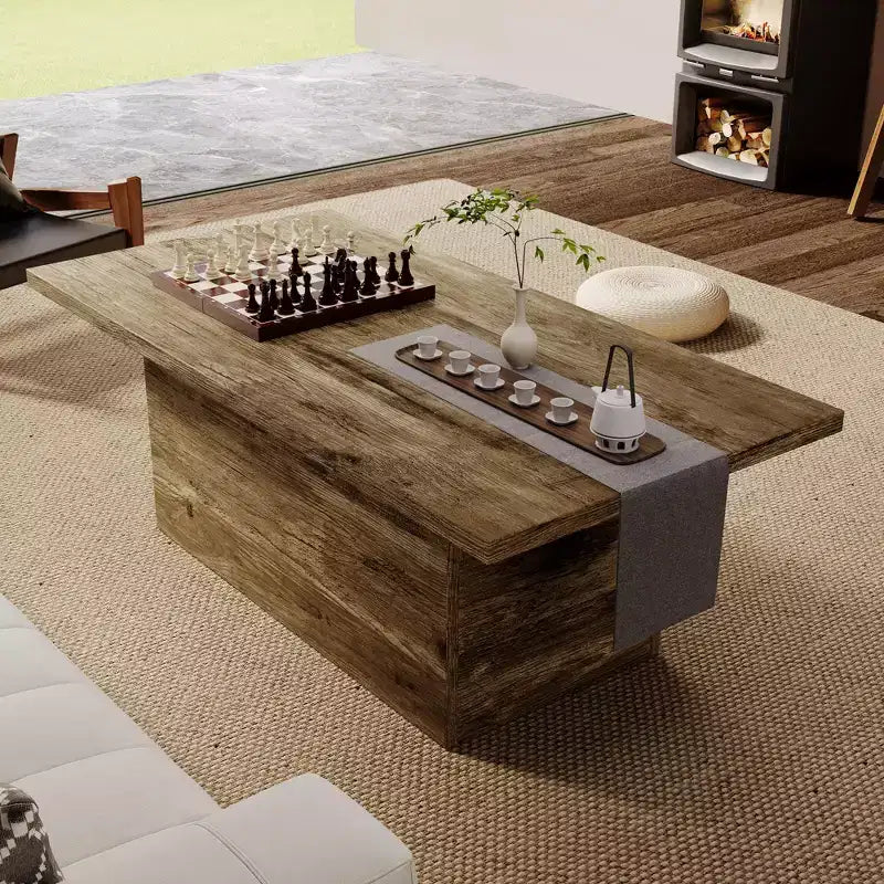 Table basse rectangulaire, table basse moderne en bois massif de 120 cm, table basse rustique de style ferme