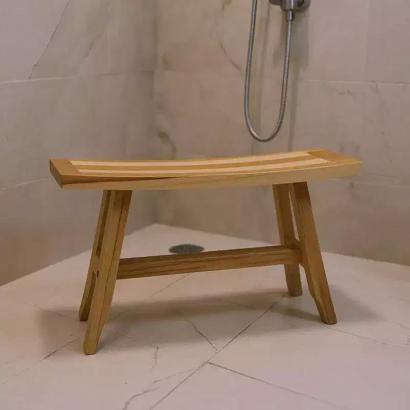 Banc de douche rectangulaire en teck naturel de 28 pouces