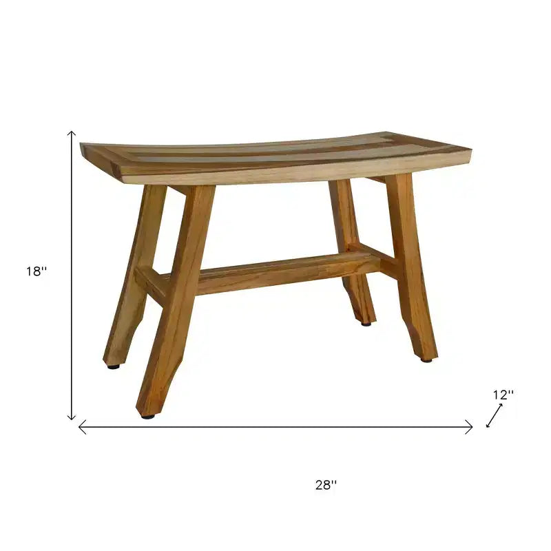 Banc de douche rectangulaire en teck naturel de 28 pouces