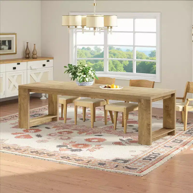 MAYEERTY 86.61 Spacious Dining Table, Sturdy Wide Legs Multifunctional Desk with Easy Assembly