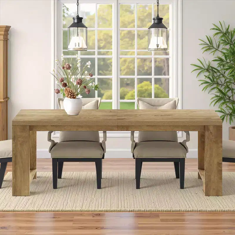 Table de salle à manger spacieuse de 86,61 po, bureau multifonctionnel robuste à pieds larges avec assemblage facile