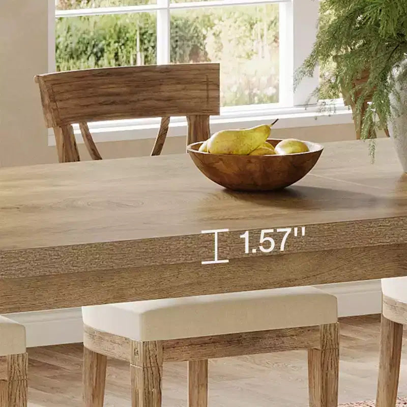 Table de salle à manger spacieuse de 86,61 po, bureau multifonctionnel robuste à pieds larges avec assemblage facile