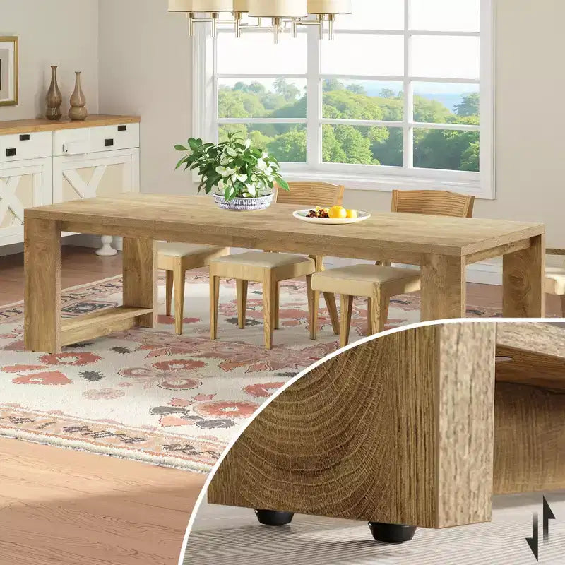 Table de salle à manger spacieuse de 86,61 po, bureau multifonctionnel robuste à pieds larges avec assemblage facile