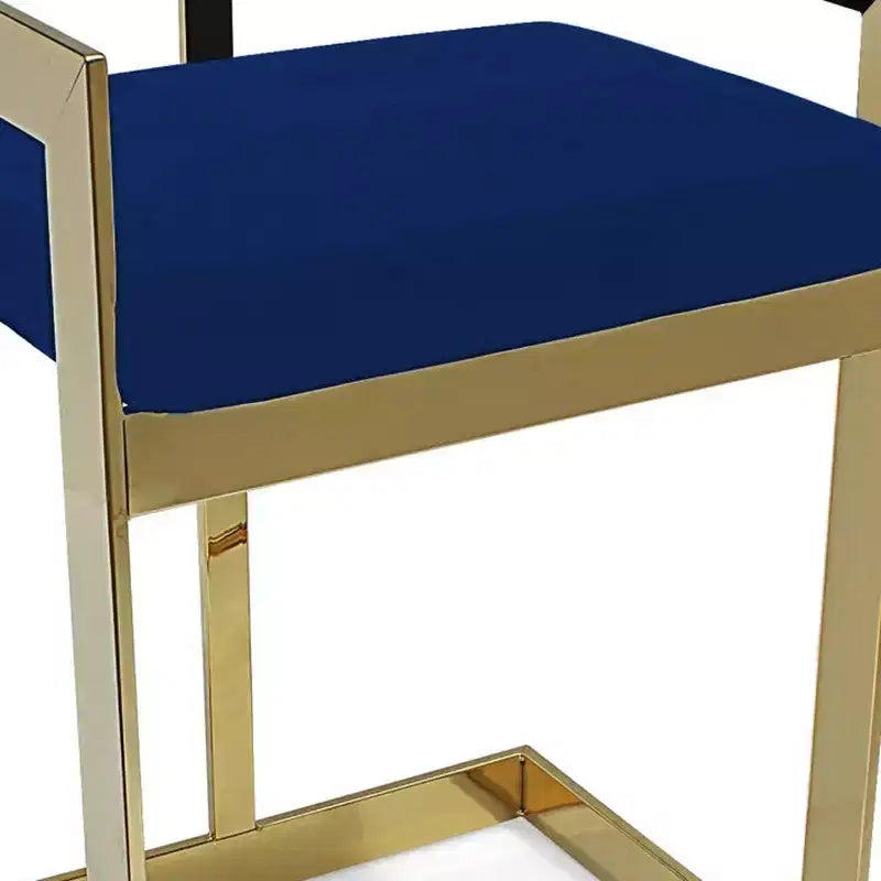 30 tabourets de bar hauts à dossier bas en métal bleu et doré et velours