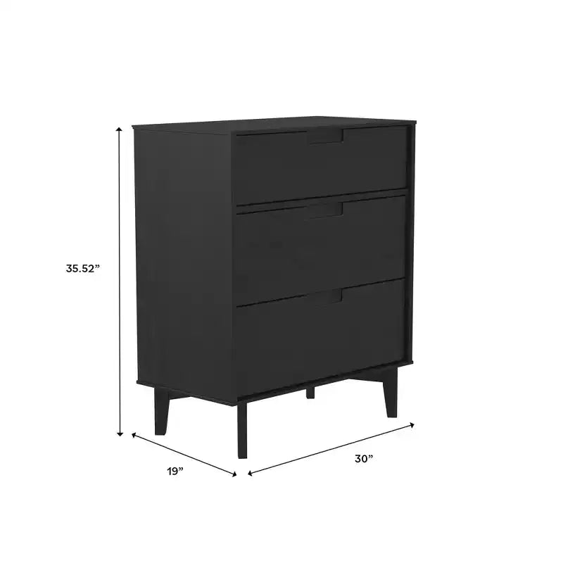 Tables de chevet Mid-Century, Commode à 3 tiroirs en bois massif, Commode de rangement, Table d'appoint, Armoire de chevet pour chambre à coucher/salon/entrée