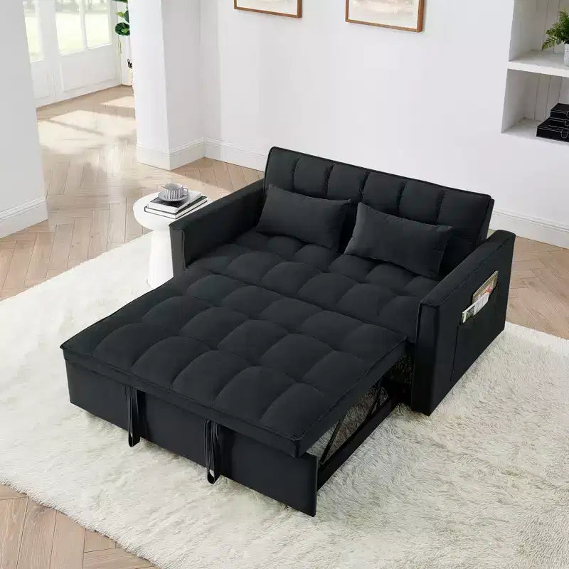 Canapé-lit pliable extractible moderne 54.33 Pouces, convertible, futon avec 3 longueurs et dossier réglable pour salon