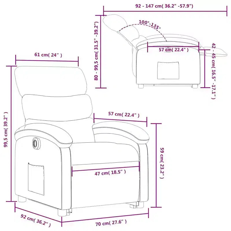 Fauteuil Inclinable Électrique avec Releveur - Tissu Crème, Repose-Pieds et Dossier Motorisés, Rembourrage Confortable, Siège de Cinéma Maison