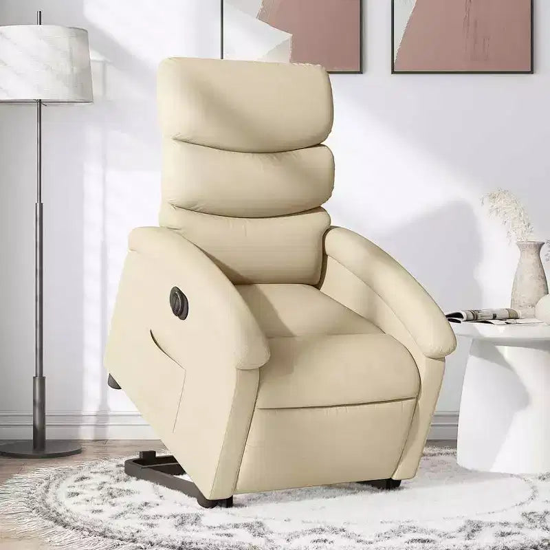 Fauteuil Inclinable Électrique avec Releveur - Tissu Crème, Repose-Pieds et Dossier Motorisés, Rembourrage Confortable, Siège de Cinéma Maison
