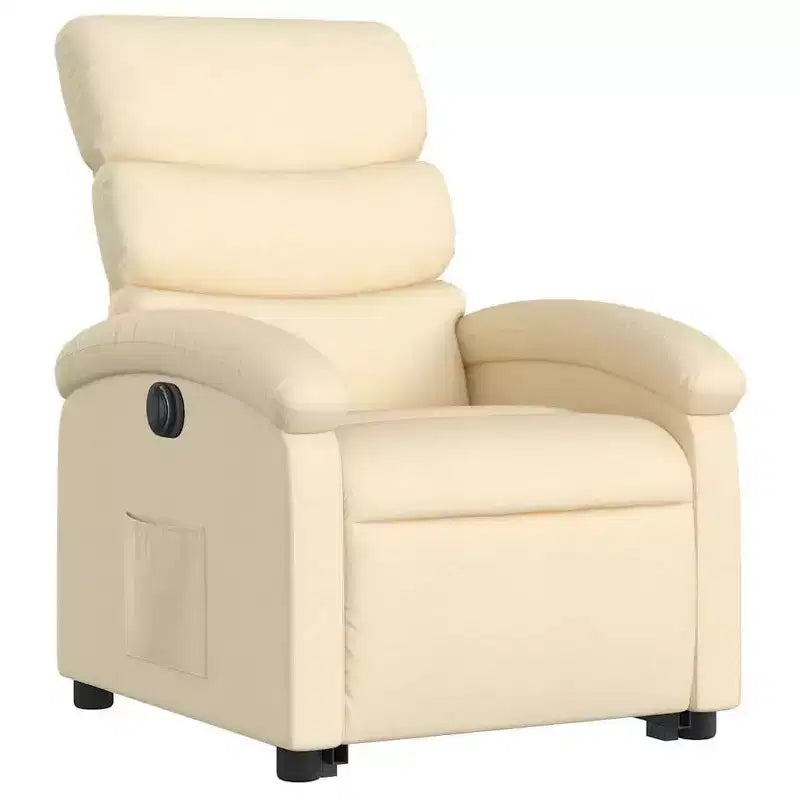 Fauteuil Inclinable Électrique avec Releveur - Tissu Crème, Repose-Pieds et Dossier Motorisés, Rembourrage Confortable, Siège de Cinéma Maison