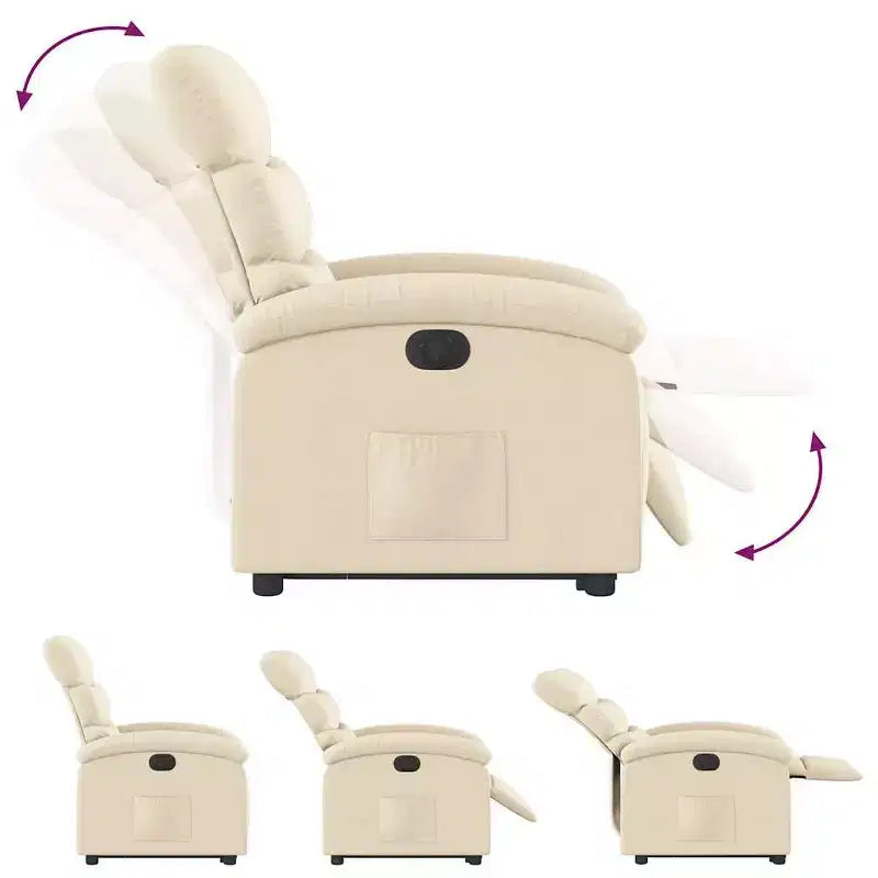 Fauteuil Inclinable Électrique avec Releveur - Tissu Crème, Repose-Pieds et Dossier Motorisés, Rembourrage Confortable, Siège de Cinéma Maison