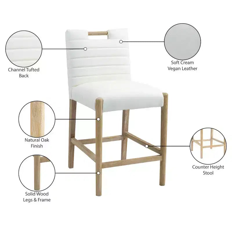 Tabouret de comptoir Aimee Cream en cuir végétalien