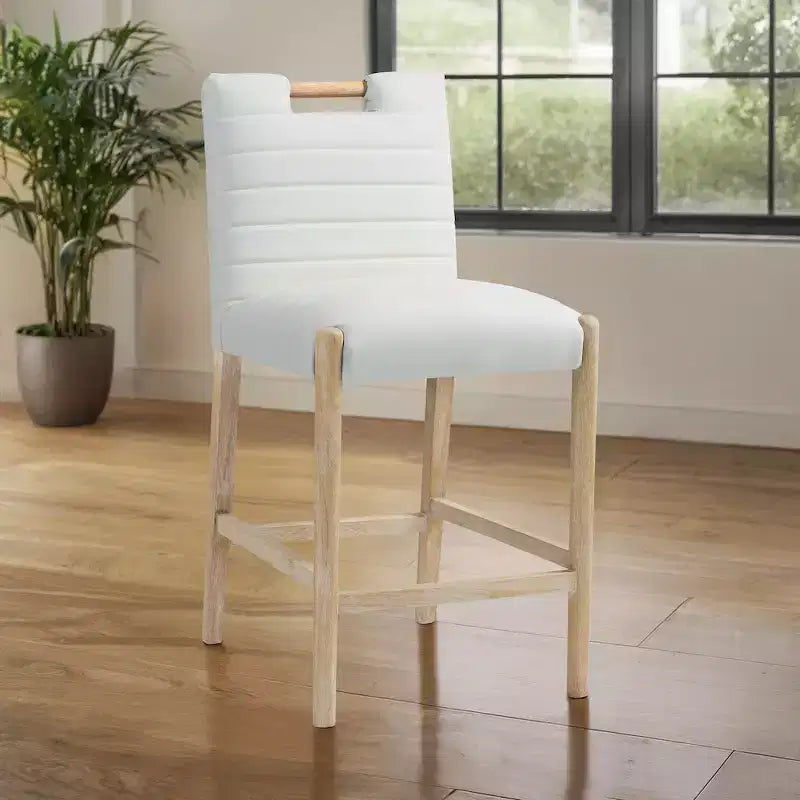 Tabouret de comptoir Aimee Cream en cuir végétalien