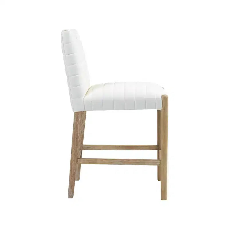 Tabouret de comptoir Aimee Cream en cuir végétalien