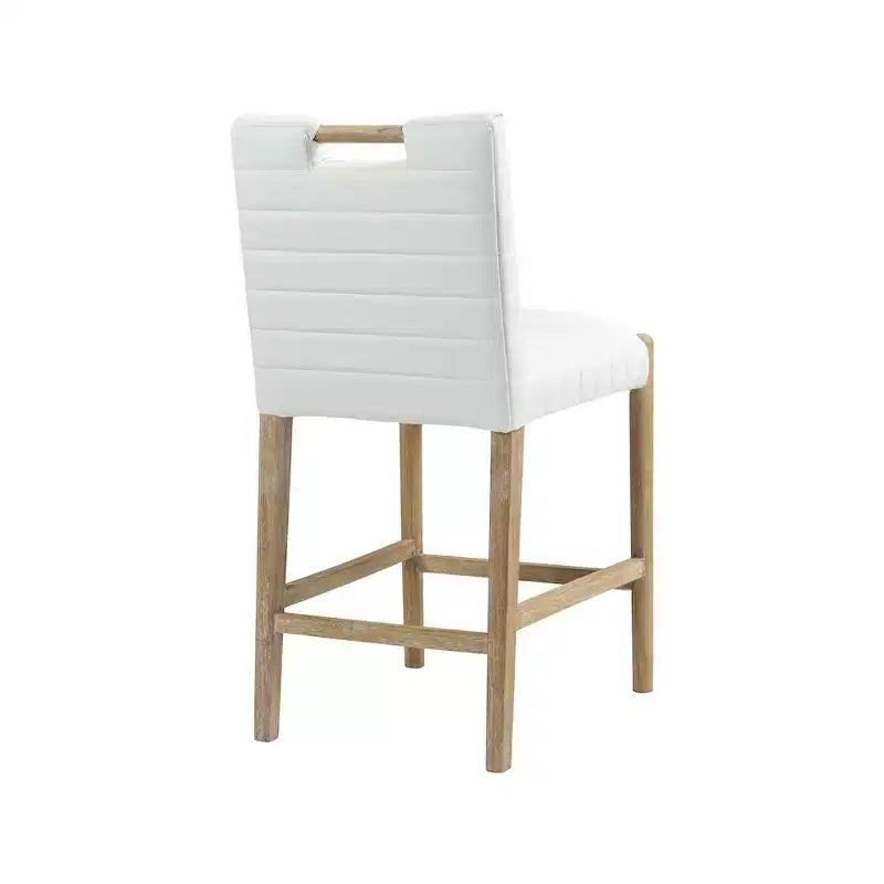 Tabouret de comptoir Aimee Cream en cuir végétalien