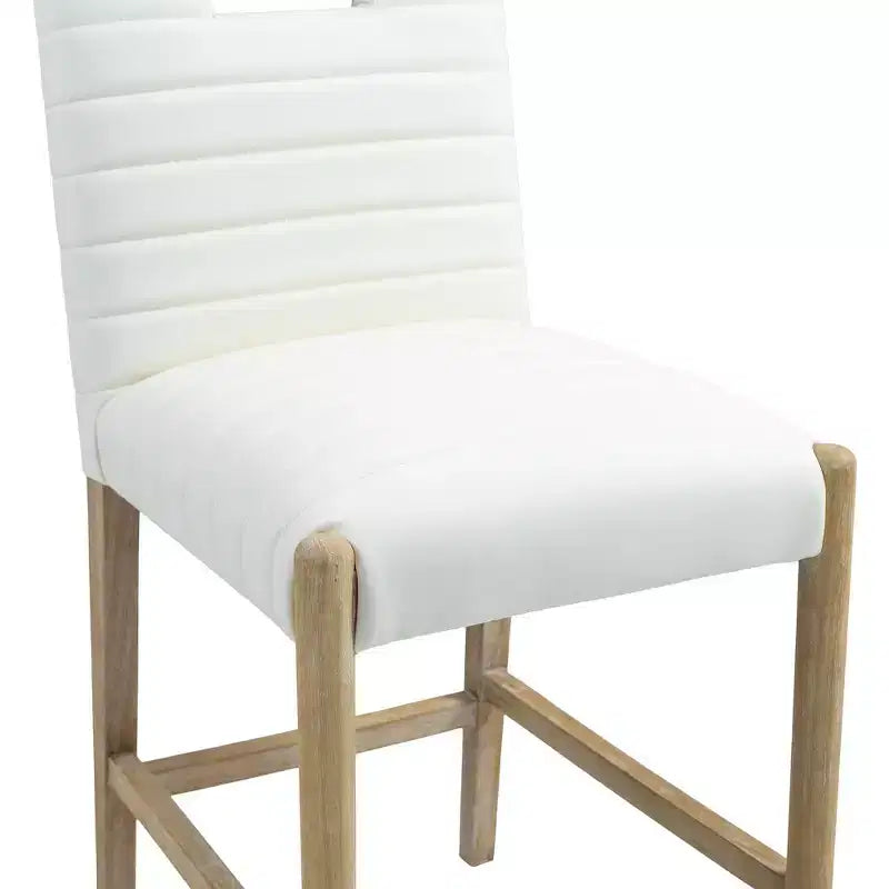Tabouret de comptoir Aimee Cream en cuir végétalien