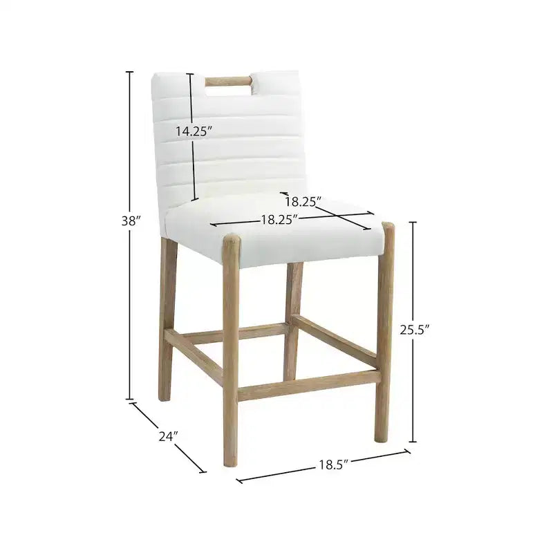 Tabouret de comptoir Aimee Cream en cuir végétalien