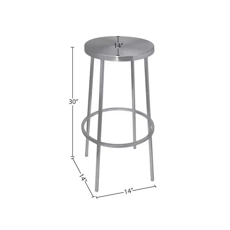 Meridian Furniture, Tabouret de bar Tyson en fer argenté