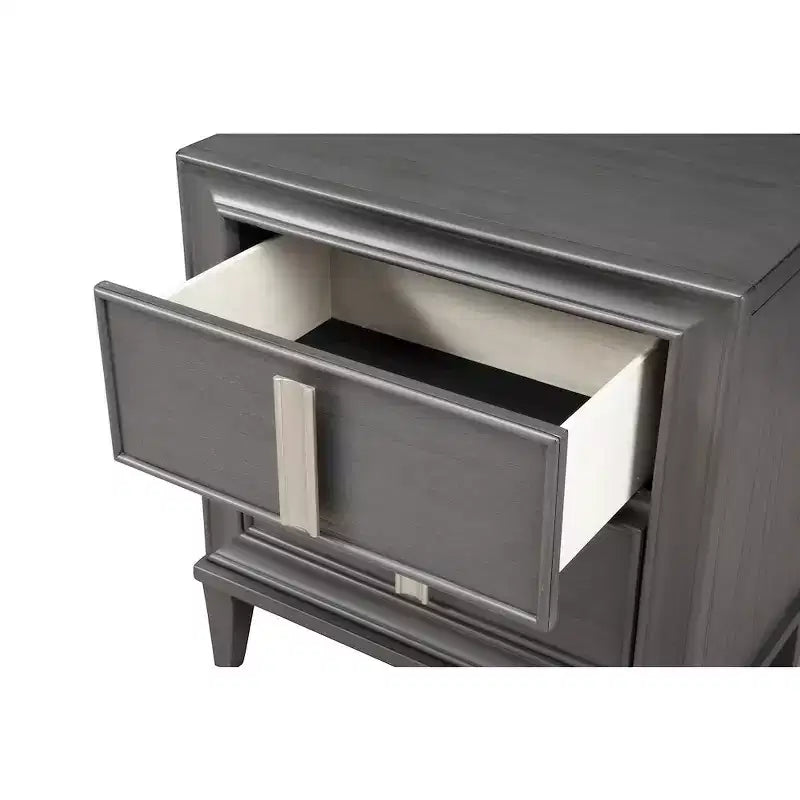 Table de chevet Lorraine à 2 tiroirs, Gris foncé