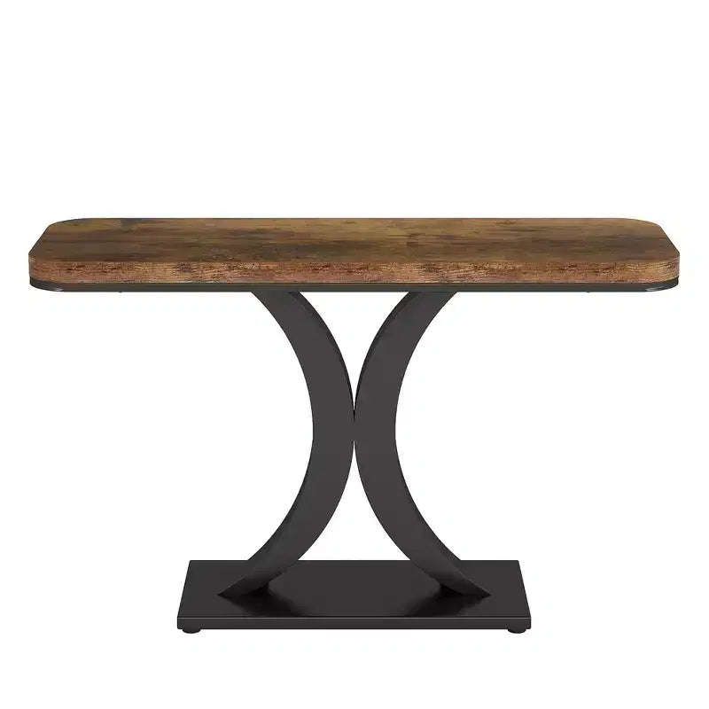 Console étroite industrielle de 39,4 L, table d'entrée de 40 H en grain de bois marron rustique
