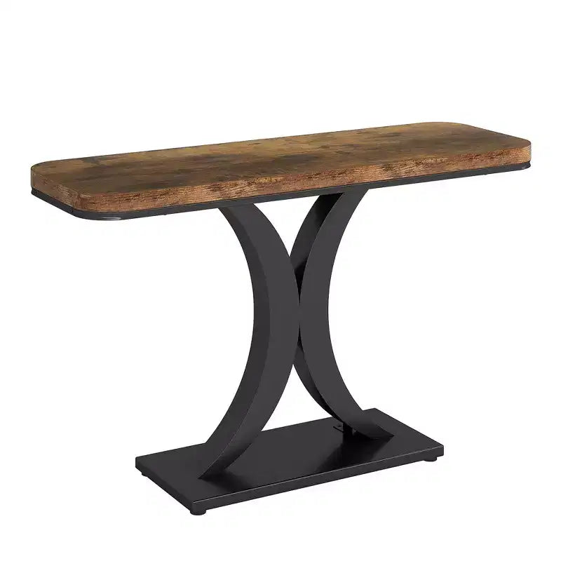 Console étroite industrielle de 39,4 L, table d'entrée de 40 H en grain de bois marron rustique