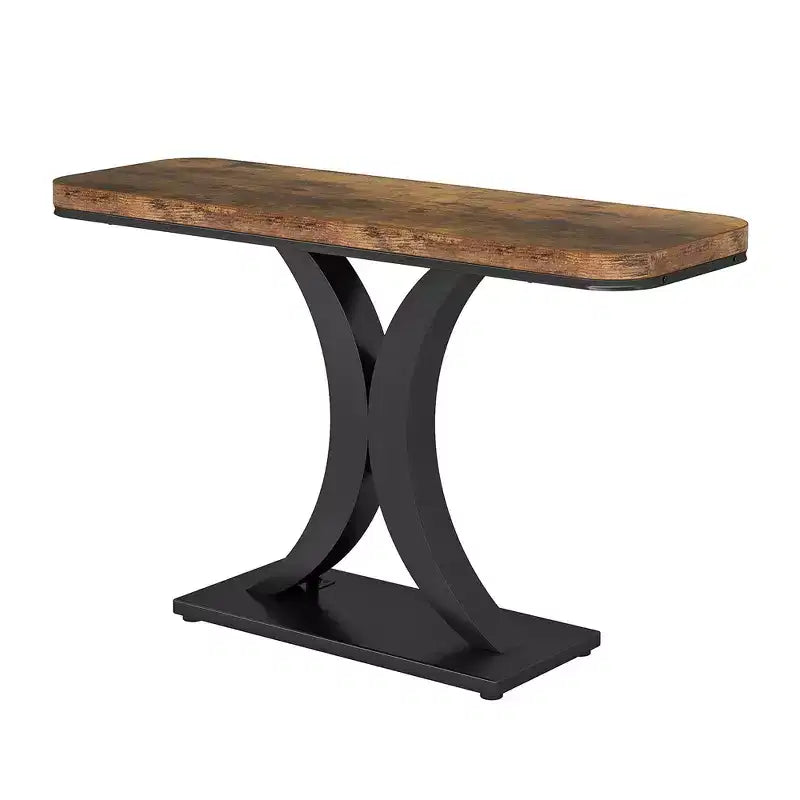 Console étroite industrielle de 39,4 L, table d'entrée de 40 H en grain de bois marron rustique