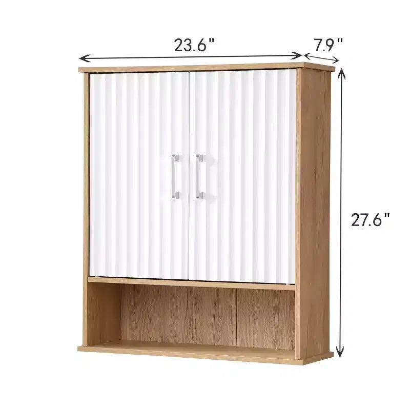 Meuble bas de salle de bain mural moderne Leona 60 cm avec portes à motifs et étagère réglable