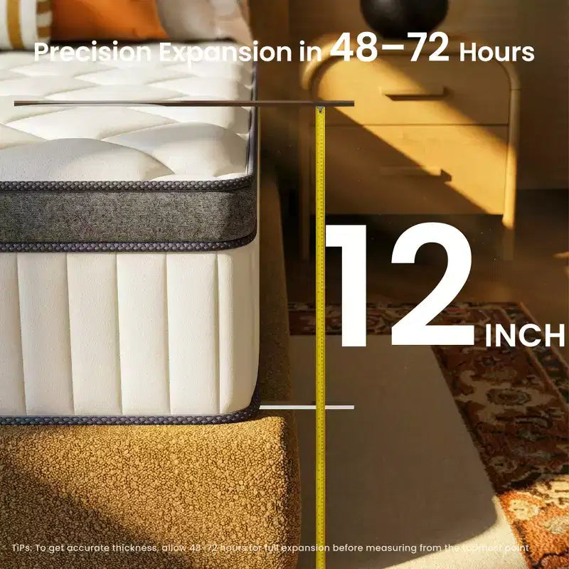 Matelas hybride ferme à ressorts ensachés en mousse à mémoire de forme au gel rafraîchissant, blanc