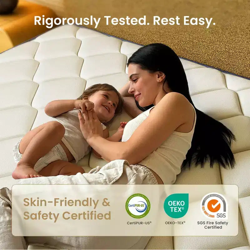 Matelas hybride ferme à ressorts ensachés en mousse à mémoire de forme au gel rafraîchissant, blanc