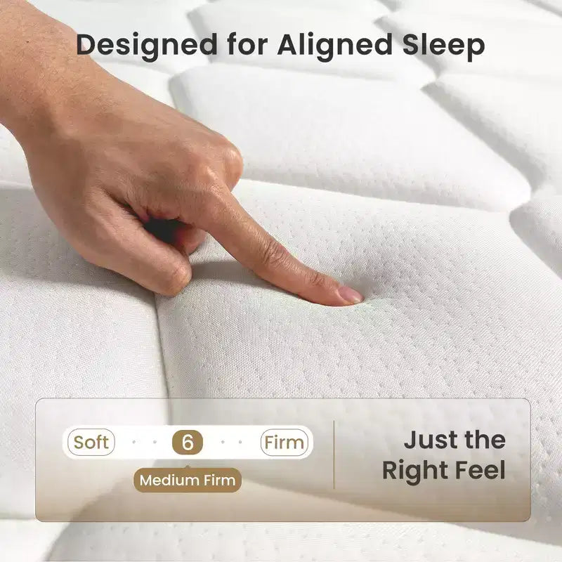 Matelas hybride ferme à ressorts ensachés en mousse à mémoire de forme au gel rafraîchissant, blanc