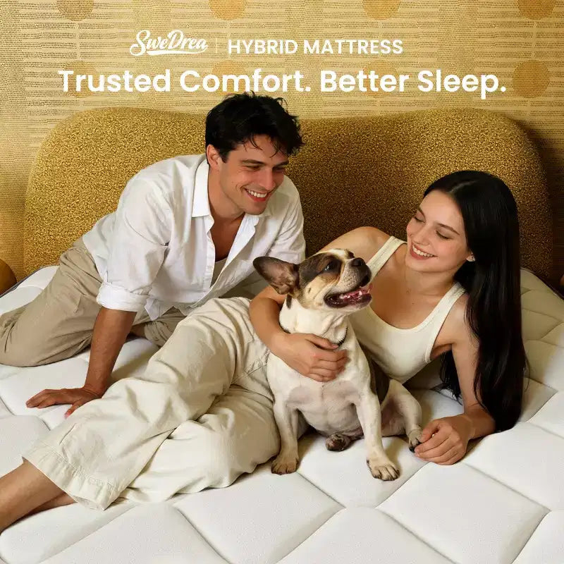 Matelas hybride ferme à ressorts ensachés en mousse à mémoire de forme au gel rafraîchissant, blanc
