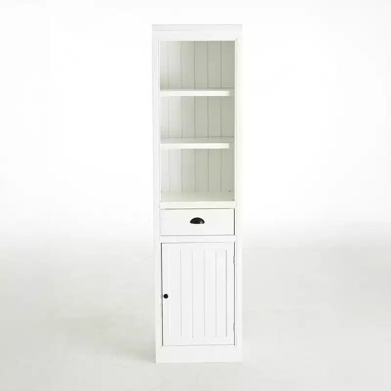 Meuble de rangement autoportant avec 1 tiroir, meuble de rangement de ferme en bois, organisateur de garde-manger, étagère bibliothèque rétro, meuble haut, blanc