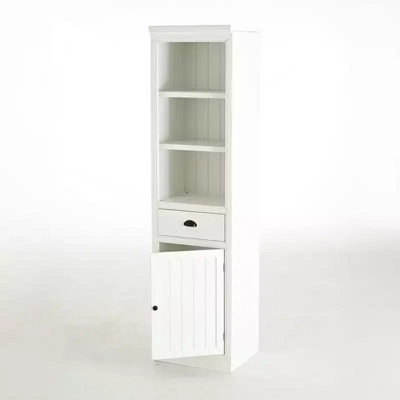 Meuble de rangement autoportant avec 1 tiroir, meuble de rangement de ferme en bois, organisateur de garde-manger, étagère bibliothèque rétro, meuble haut, blanc