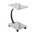 Table d'appoint avec roulettes, Table d'appoint en C pour canapé, Table plateau TV avec étagères de rangement à 2 niveaux pour petits espaces, Salon