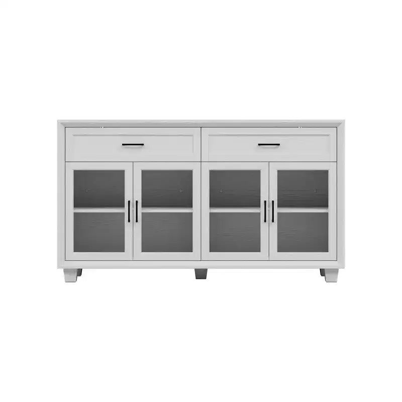 Buffet en bois avec portes vitrées et tiroirs - Meuble de rangement multi-pièces pour salle à manger/salon