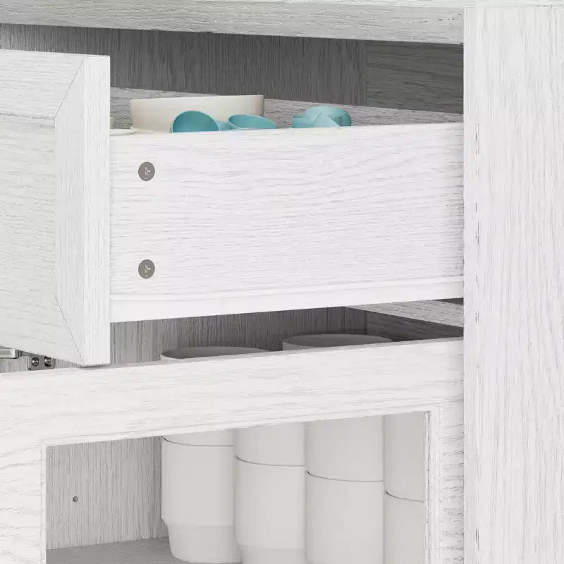 Buffet en bois avec portes vitrées et tiroirs - Meuble de rangement multi-pièces pour salle à manger/salon