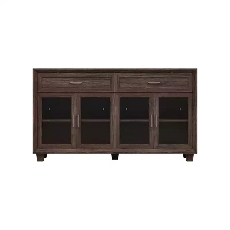 Buffet en bois avec portes vitrées et tiroirs - Meuble de rangement multi-pièces pour salle à manger/salon