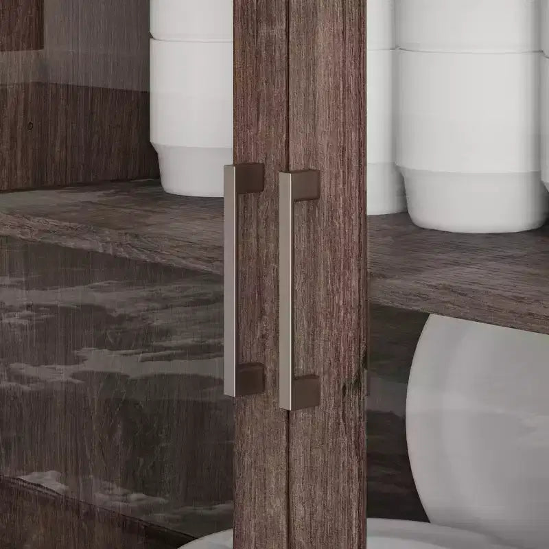 Buffet en bois avec portes vitrées et tiroirs - Meuble de rangement multi-pièces pour salle à manger/salon